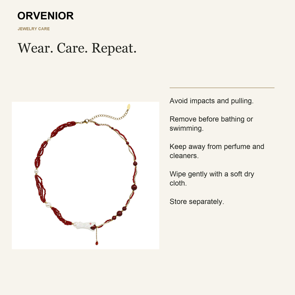 ORVENIOR Berry Snake Half-Feast Beaded Necklace for Women PT07 care
