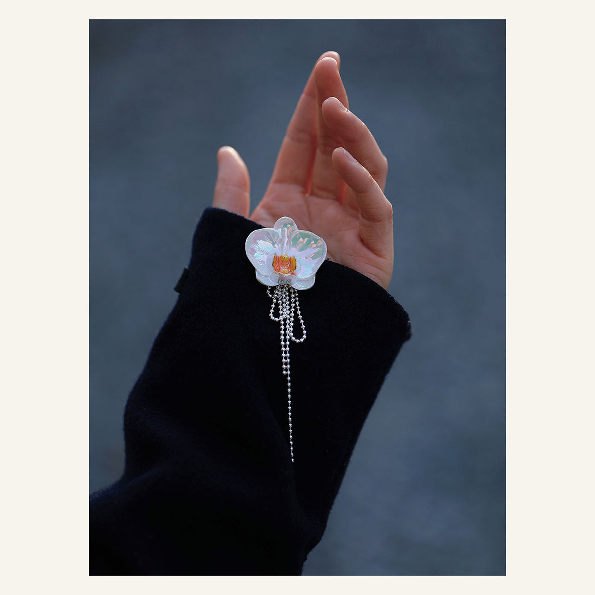 ORVENIOR Orchid Flower Fringe Brooch for Women PT01