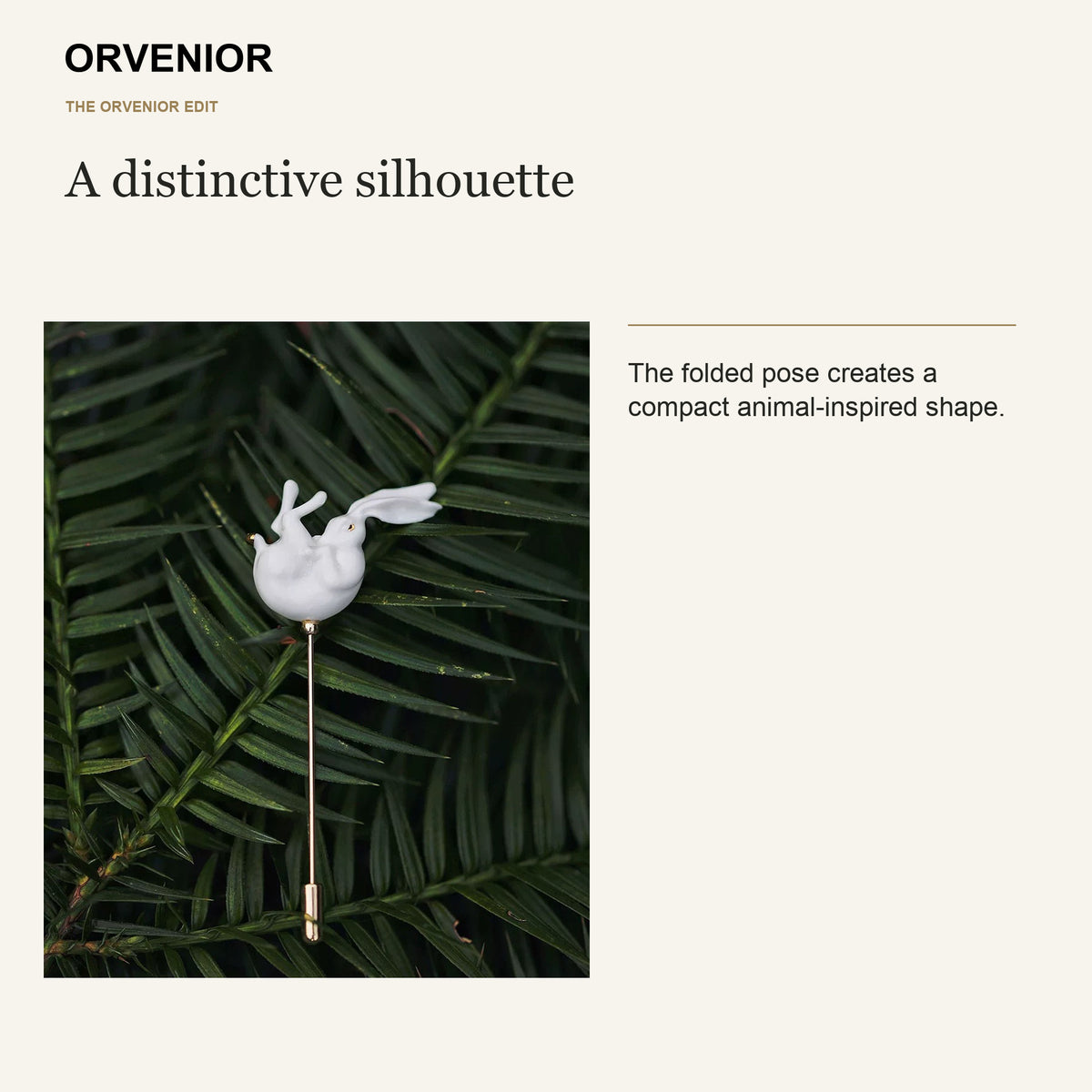 ORVENIOR Curled White Rabbit Stick Brooch for Women PT04 design
