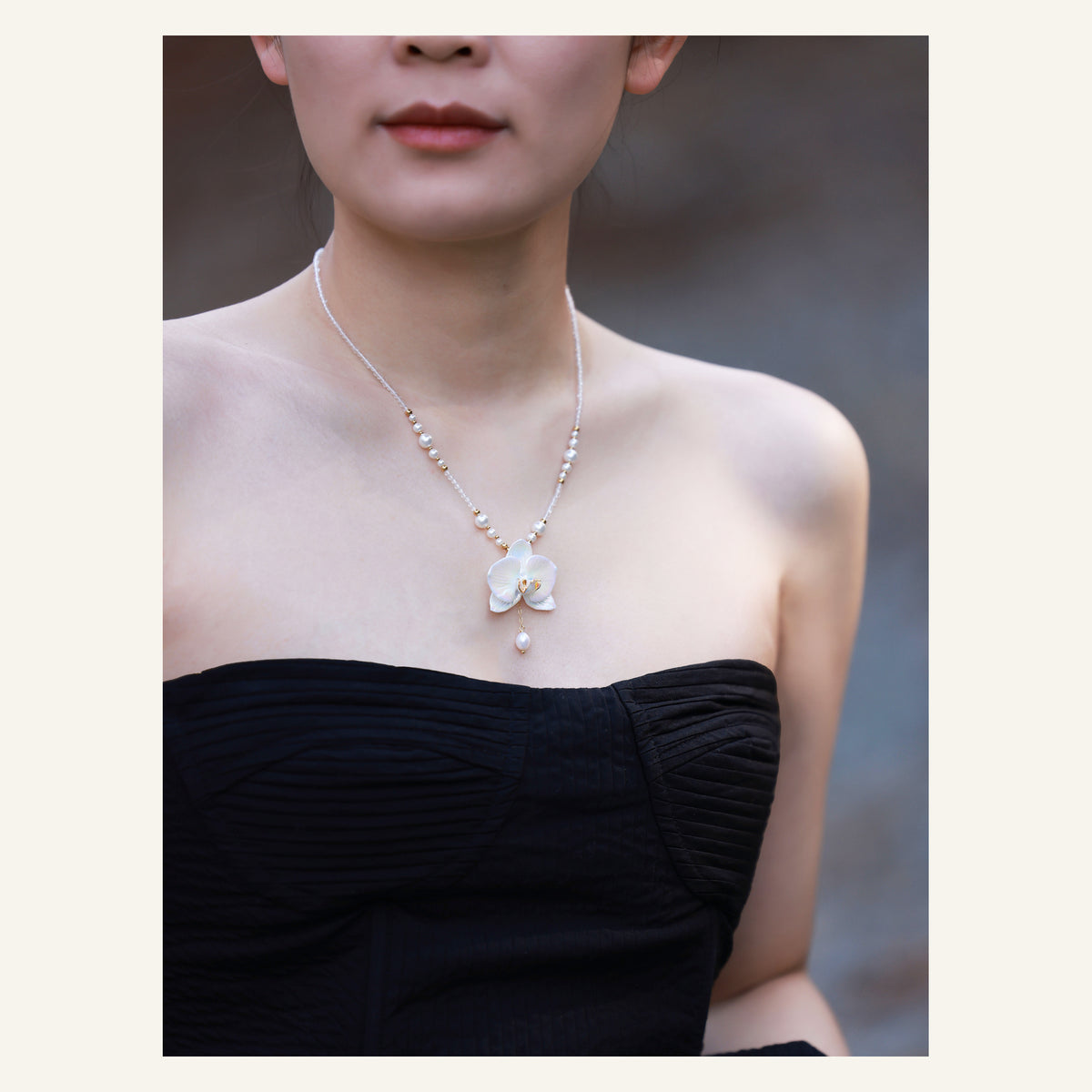 ORVENIOR Short Orchid Beaded Necklace for Women PT01