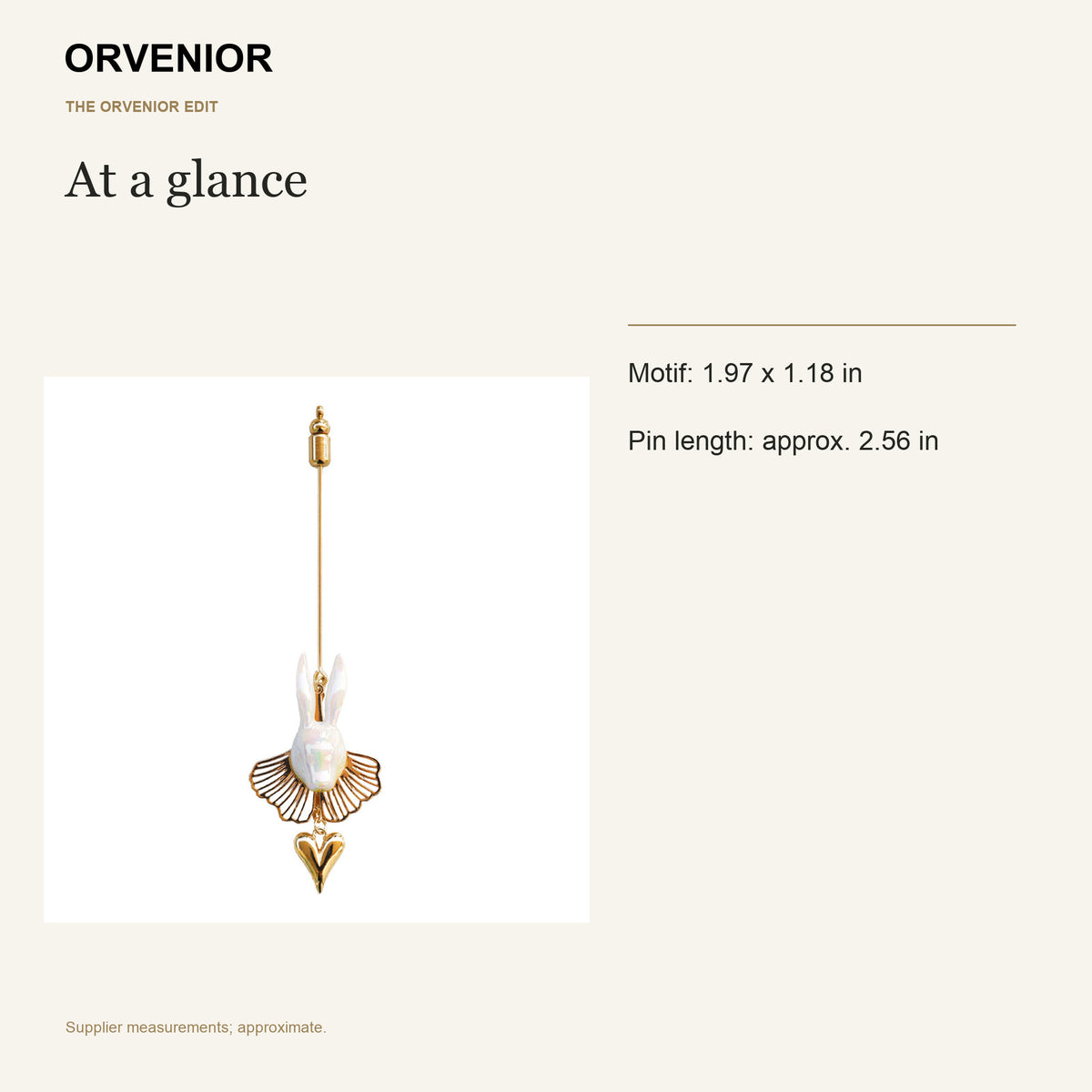ORVENIOR Rabbit and Heart Stick Brooch for Women PT05 details