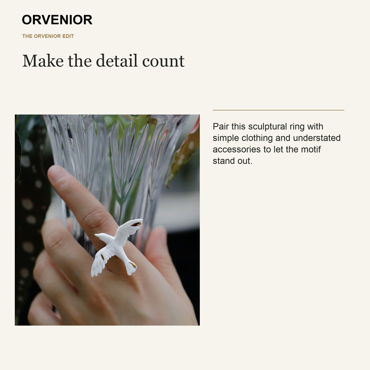 ORVENIOR Flying Bird Statement Ring for Women PT06 styling
