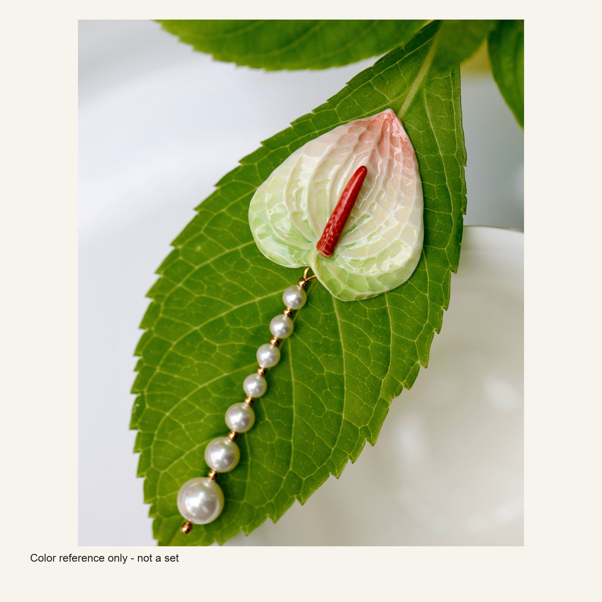 ORVENIOR Anthurium Flower Bead Drop Brooch for Women PT02