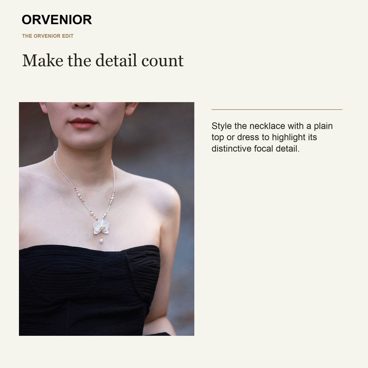 ORVENIOR Short Orchid Beaded Necklace for Women PT06 styling