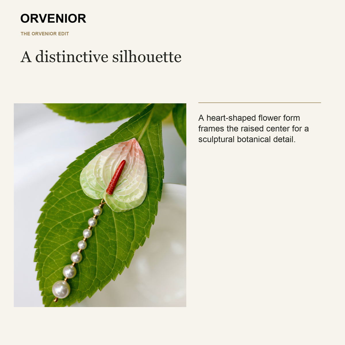 ORVENIOR Anthurium Flower Bead Drop Brooch for Women PT04 design