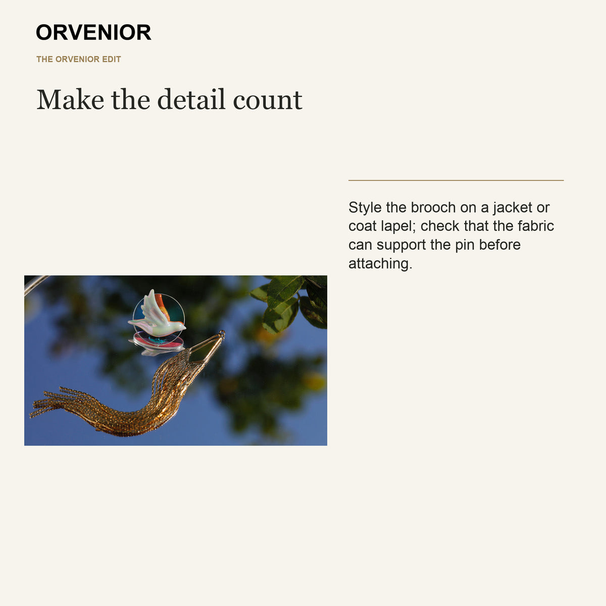 ORVENIOR Bird Disc and Chain Fringe Brooch for Women PT06 styling