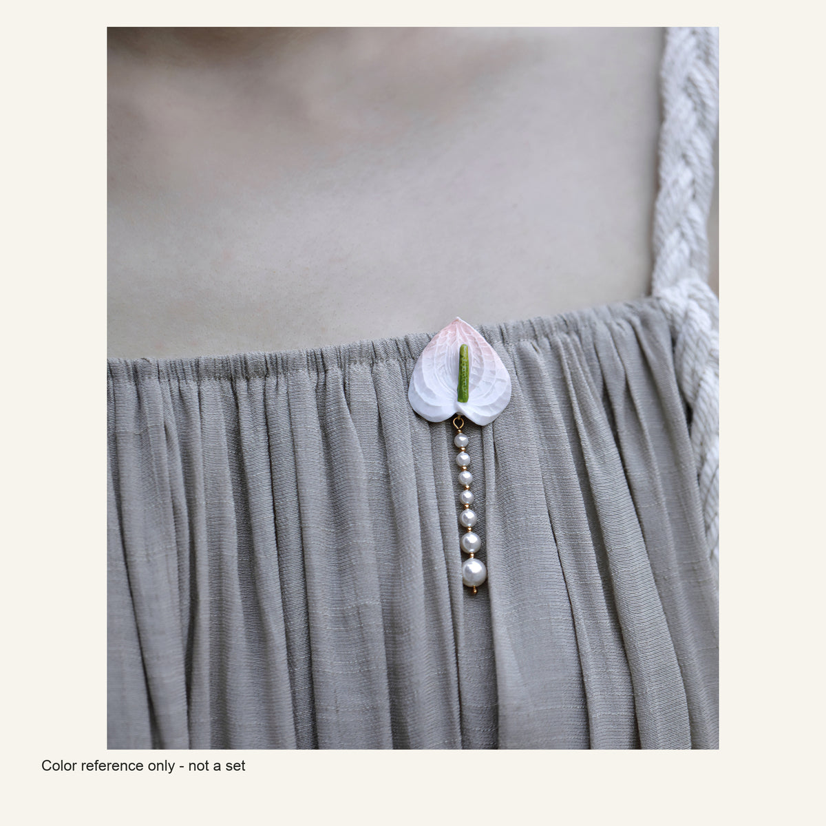 ORVENIOR Anthurium Flower Bead Drop Brooch for Women PT01