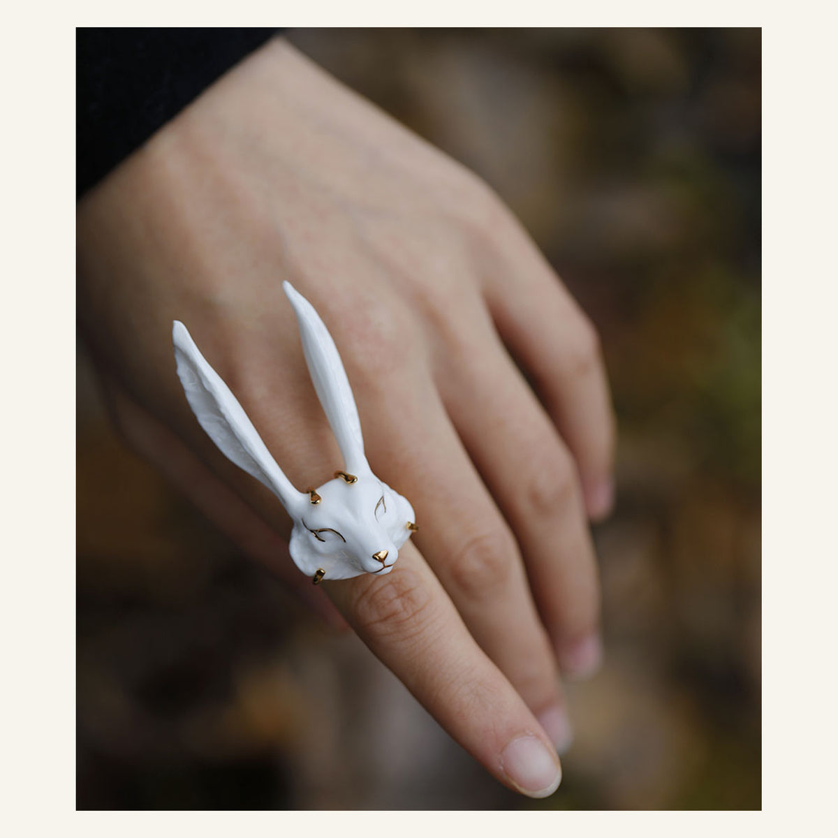 ORVENIOR Sleeping Fox Statement Ring for Women PT01
