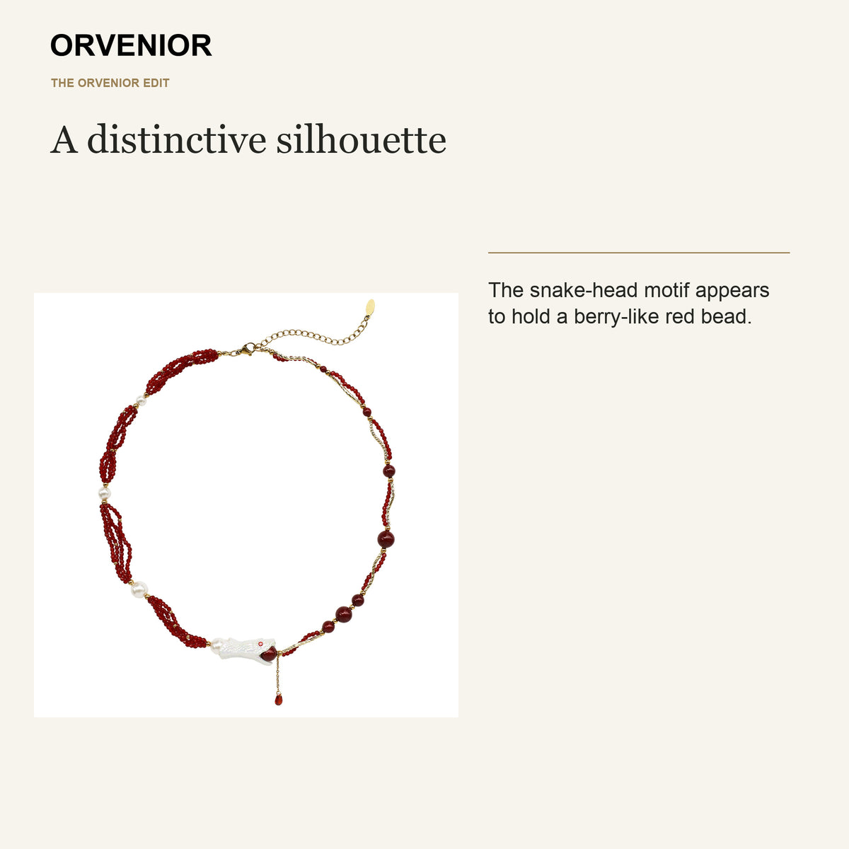 ORVENIOR Berry Snake Half-Feast Beaded Necklace for Women PT04 design