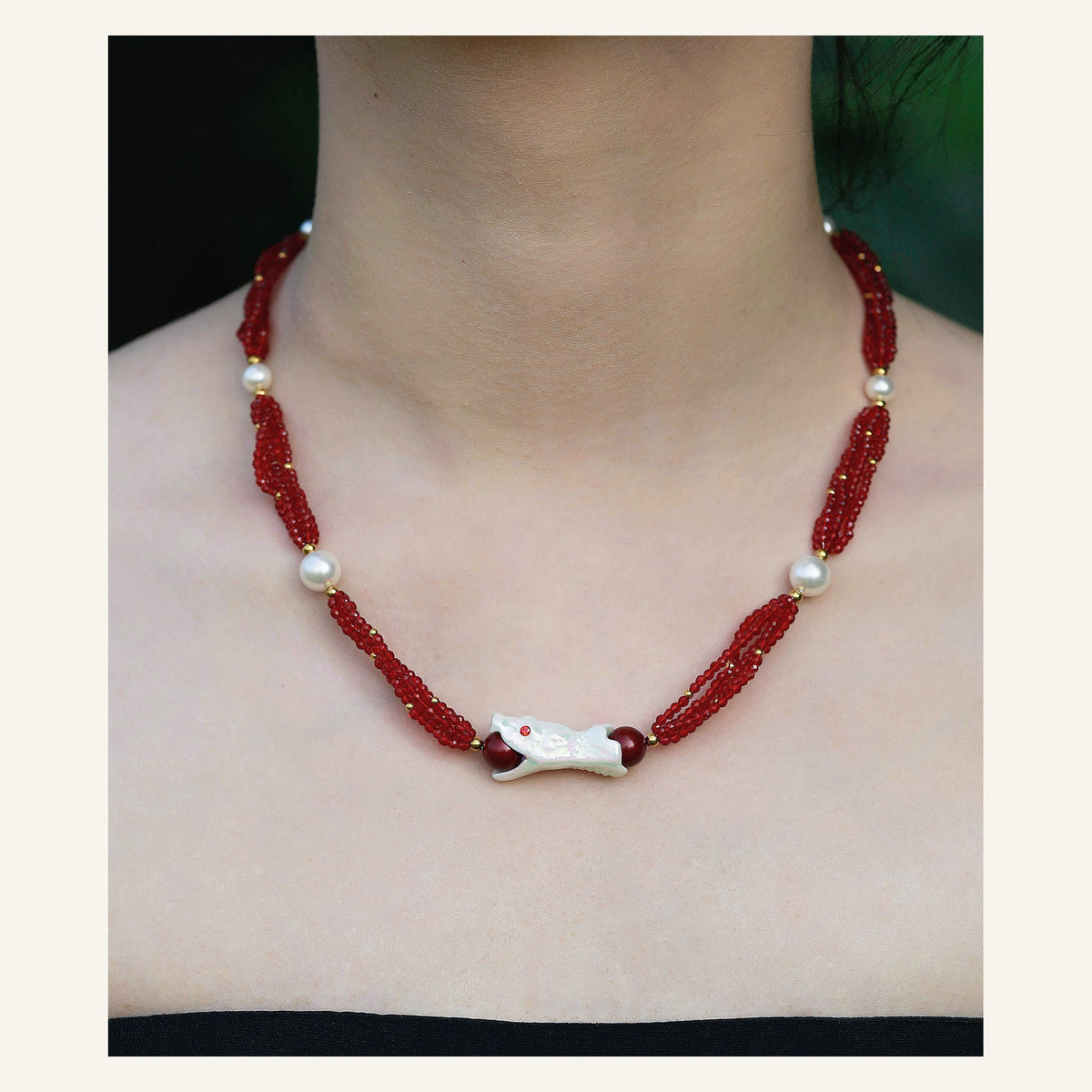 ORVENIOR Berry Snake Full-Feast Beaded Necklace for Women PT01
