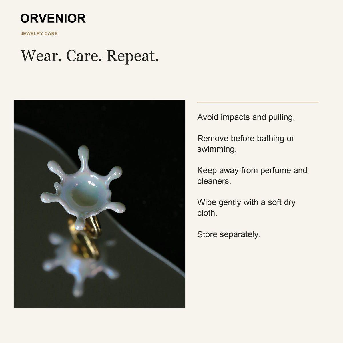 ORVENIOR Water Splash Statement Ring for Women PT07 care