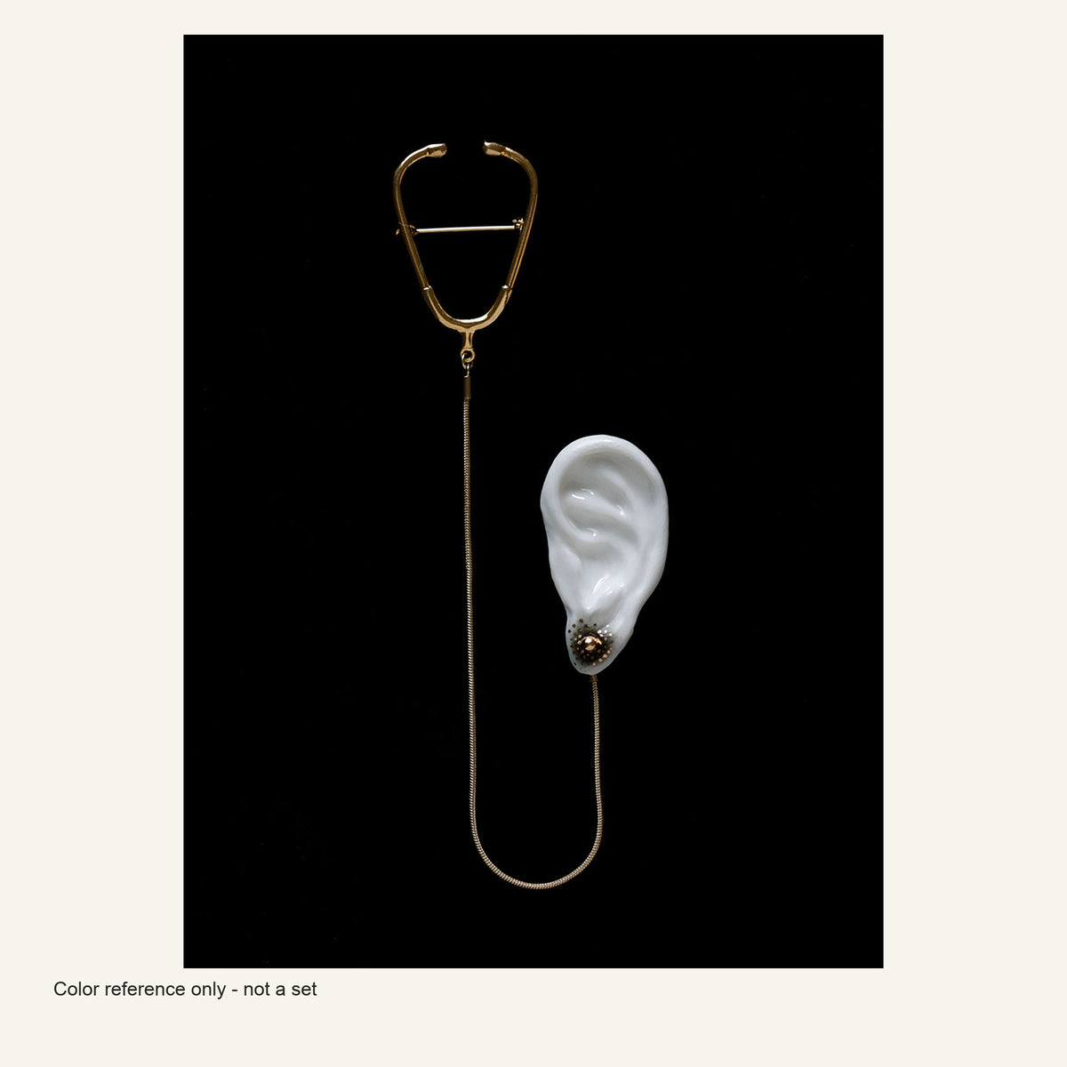 ORVENIOR Stethoscope and Ear Chain Brooch for Women PT02