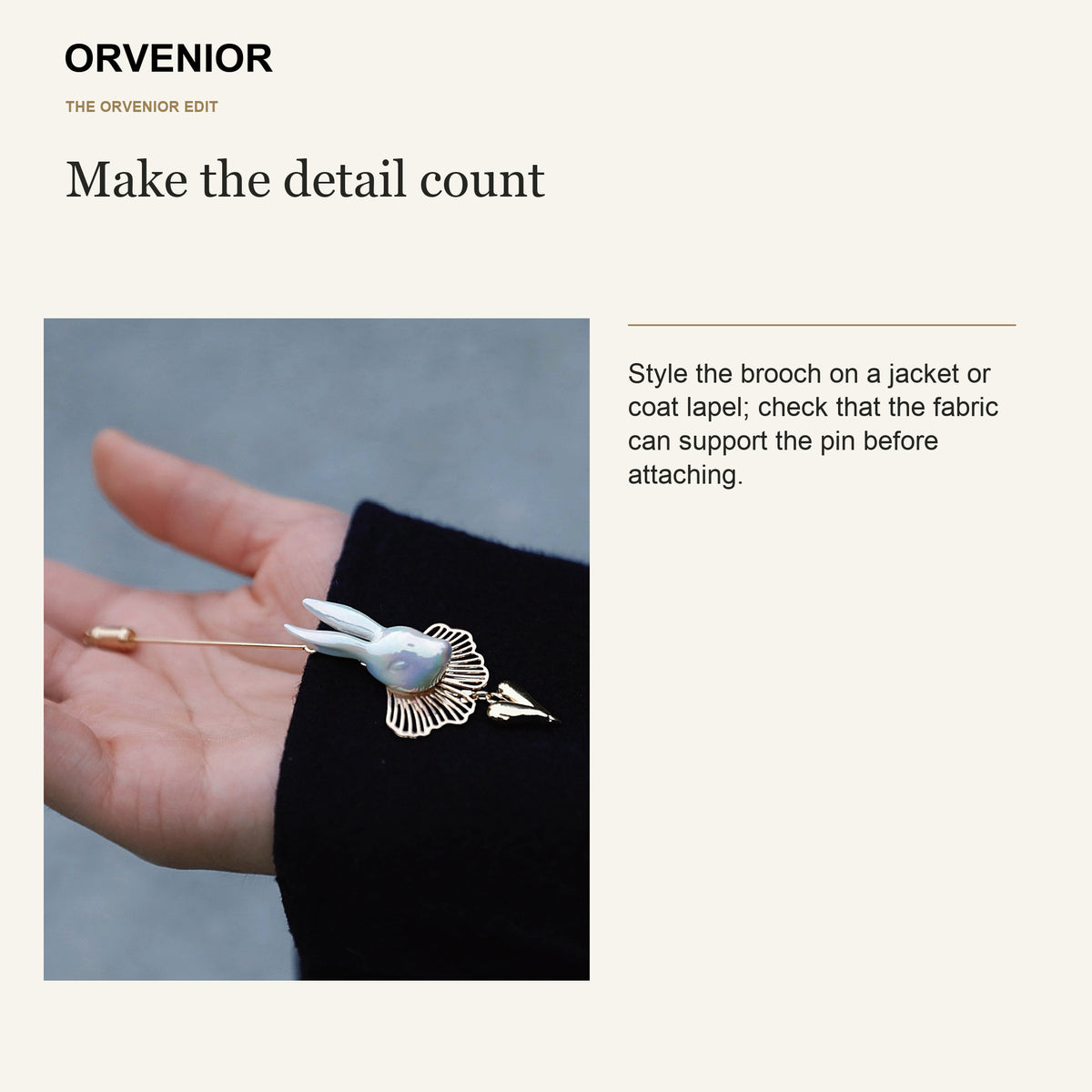 ORVENIOR Rabbit and Heart Stick Brooch for Women PT06 styling