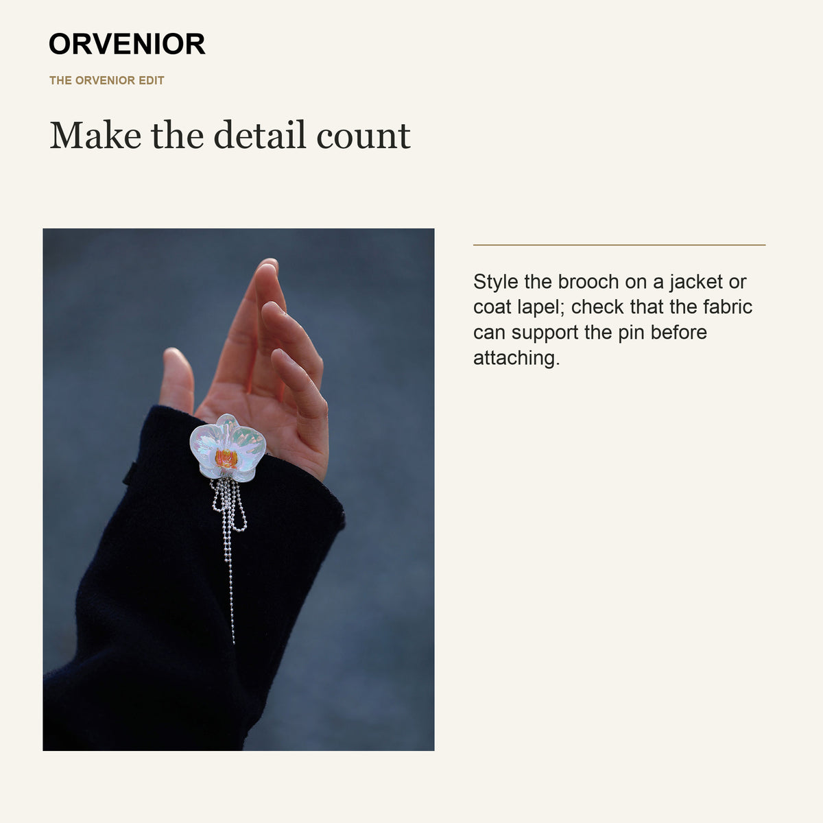 ORVENIOR Orchid Flower Fringe Brooch for Women PT06 styling