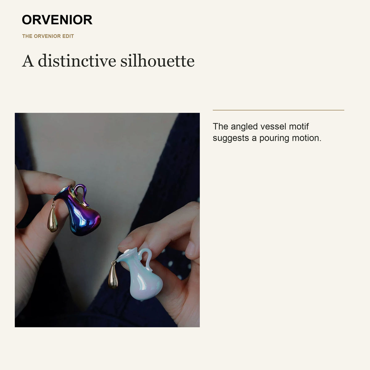 ORVENIOR Tilted Pitcher Droplet Brooch for Women PT04 design