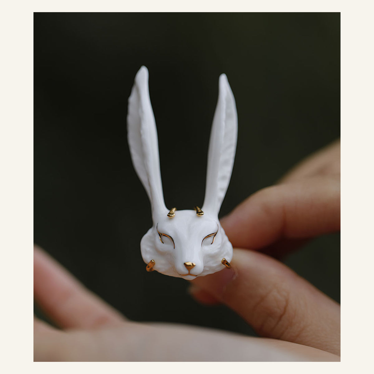 ORVENIOR Sleeping Fox Statement Ring for Women PT02