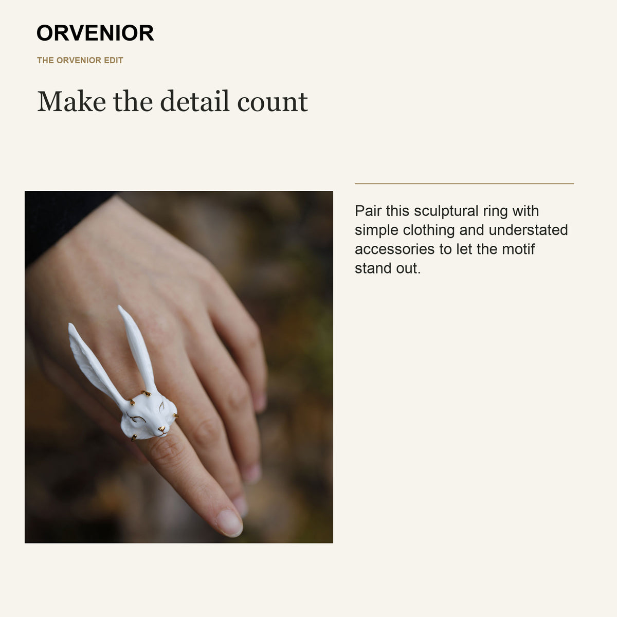 ORVENIOR Sleeping Fox Statement Ring for Women PT06 styling