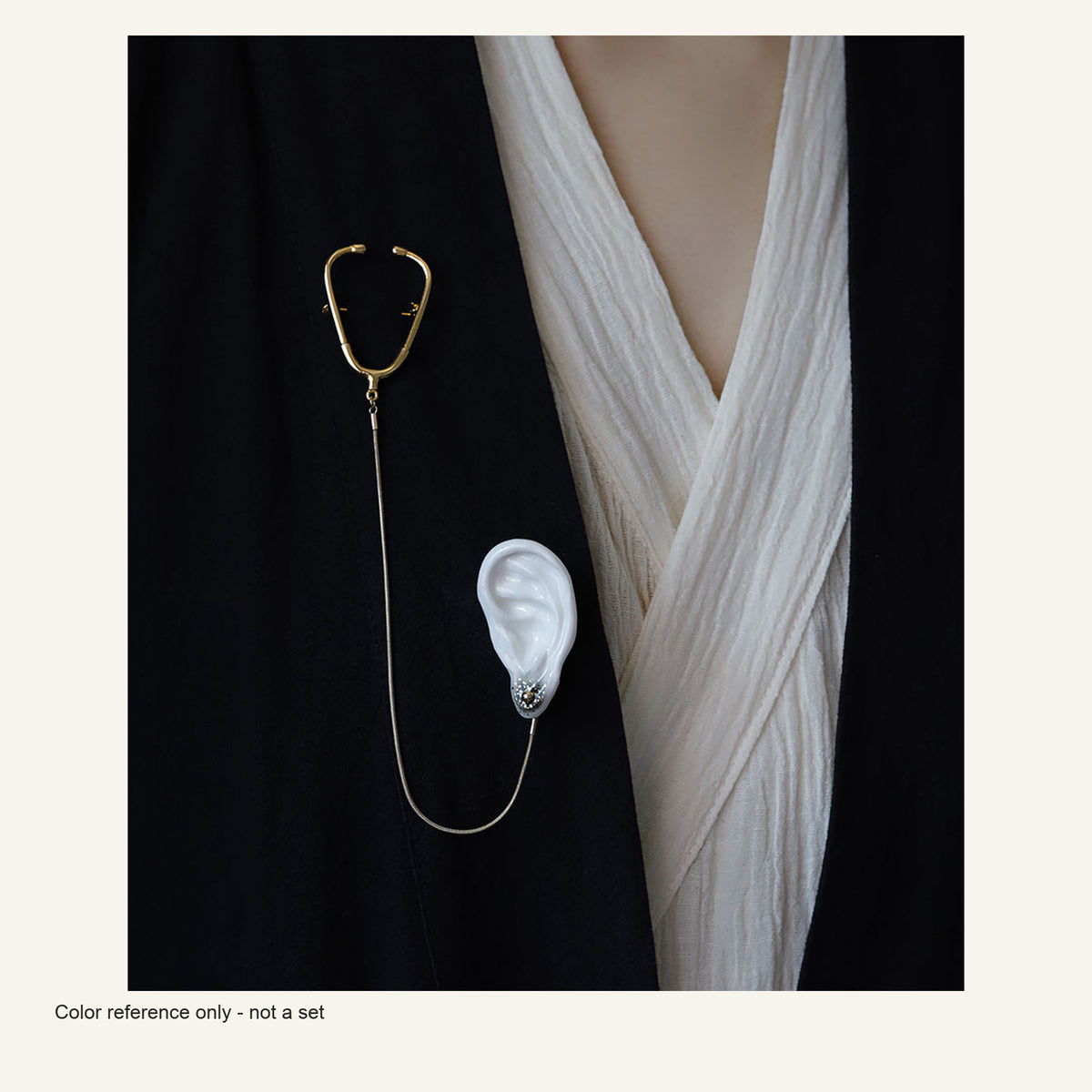 ORVENIOR Stethoscope and Ear Chain Brooch for Women PT01
