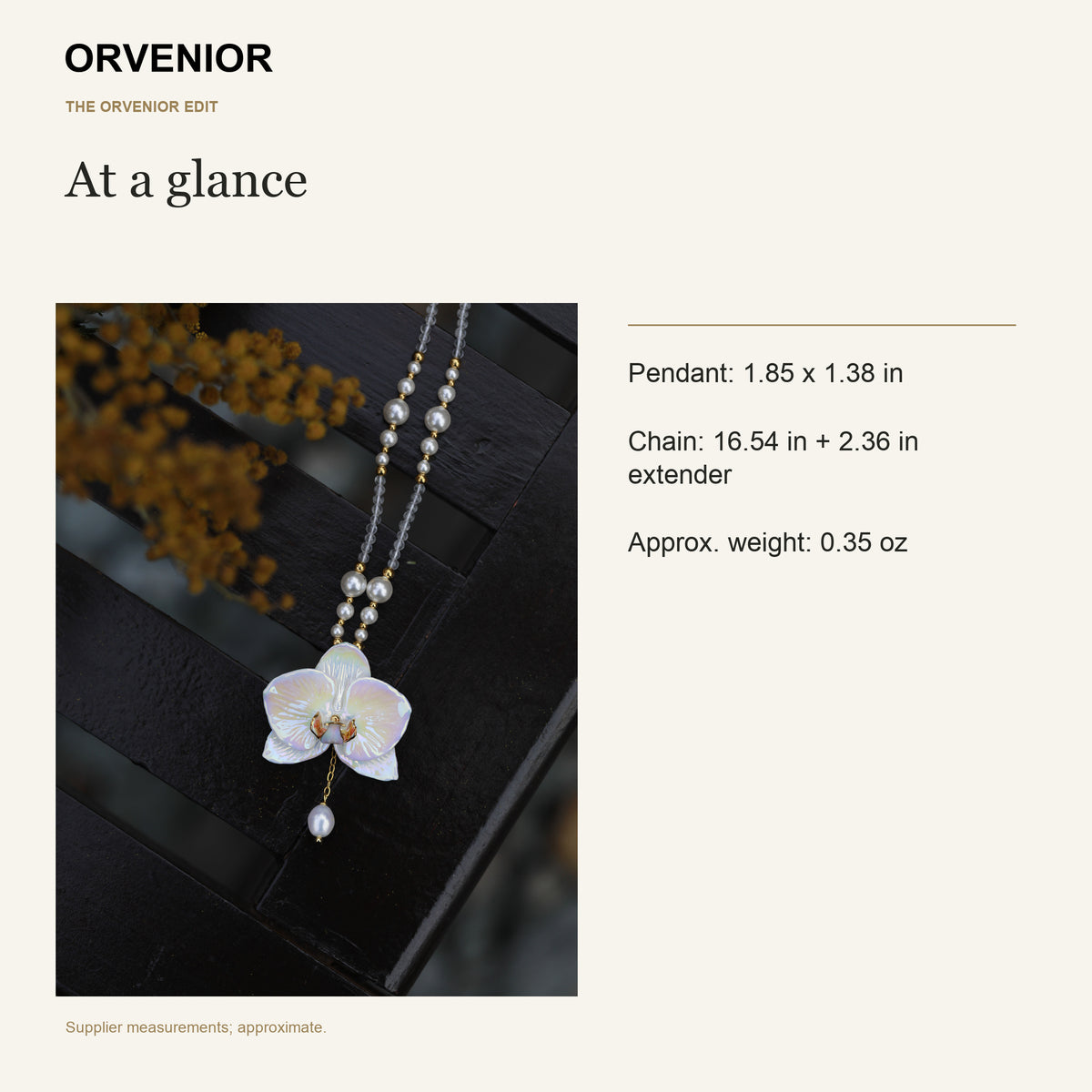 ORVENIOR Short Orchid Beaded Necklace for Women PT05 details