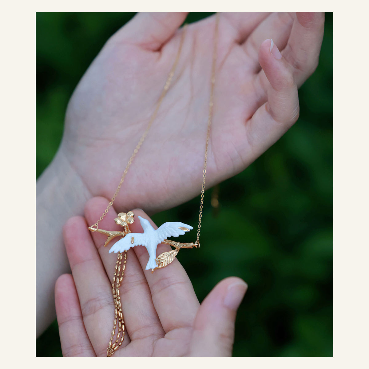 ORVENIOR Bird and Branch Tassel Necklace for Women PT03
