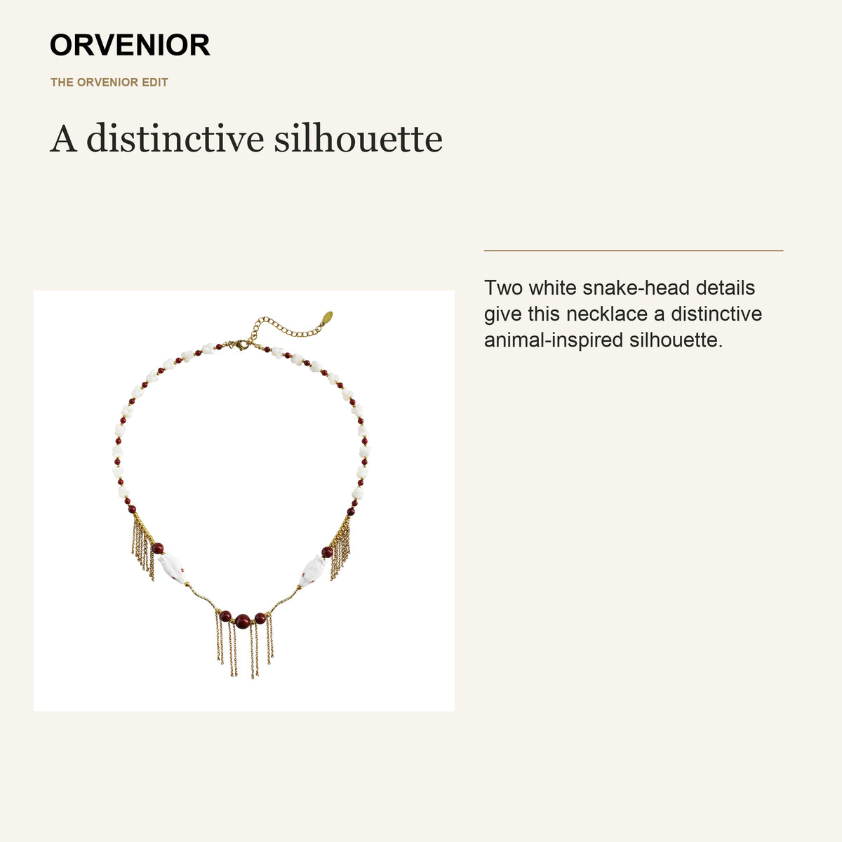ORVENIOR Spine Snake Beaded Tassel Necklace for Women PT04 design