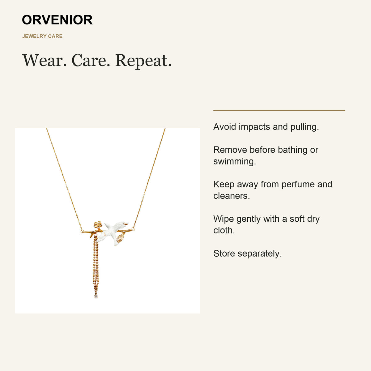 ORVENIOR Bird and Branch Tassel Necklace for Women PT07 care