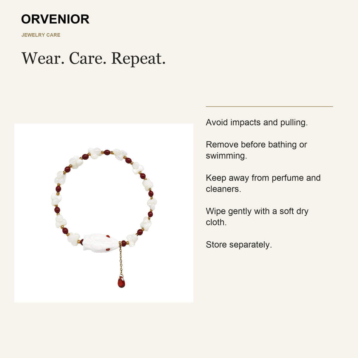 ORVENIOR Spine Snake Beaded Bracelet for Women PT07 care