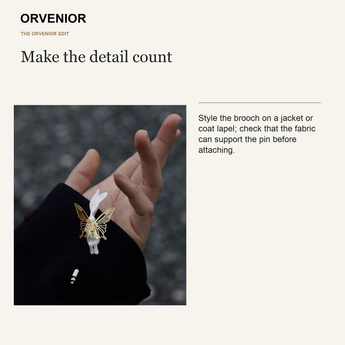 ORVENIOR Winged White Rabbit Stick Brooch for Women PT06 styling