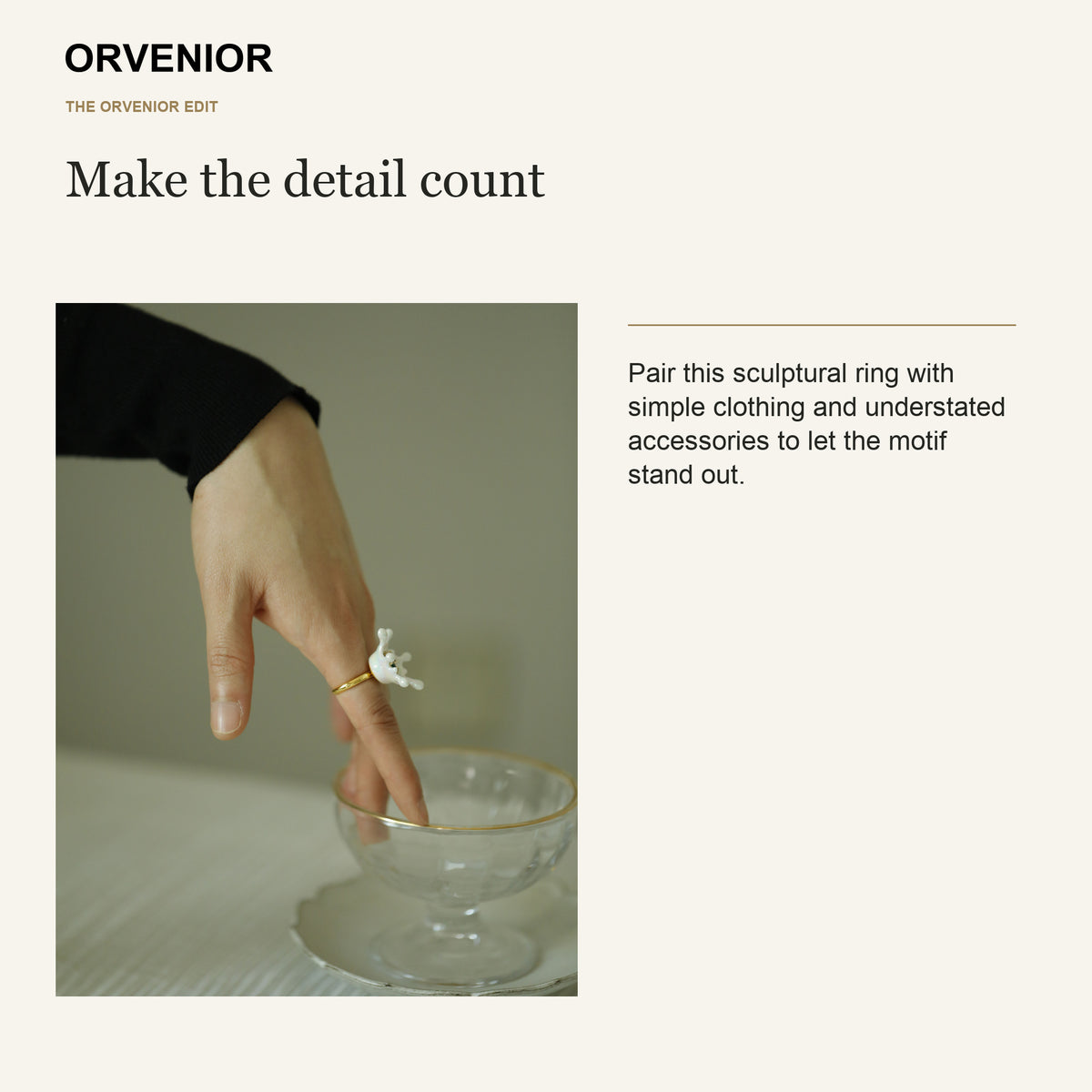 ORVENIOR Water Splash Statement Ring for Women PT06 styling