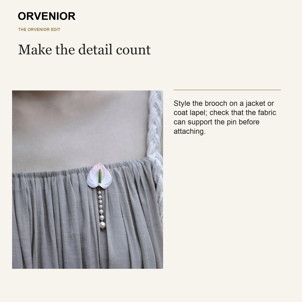 ORVENIOR Anthurium Flower Bead Drop Brooch for Women PT06 styling