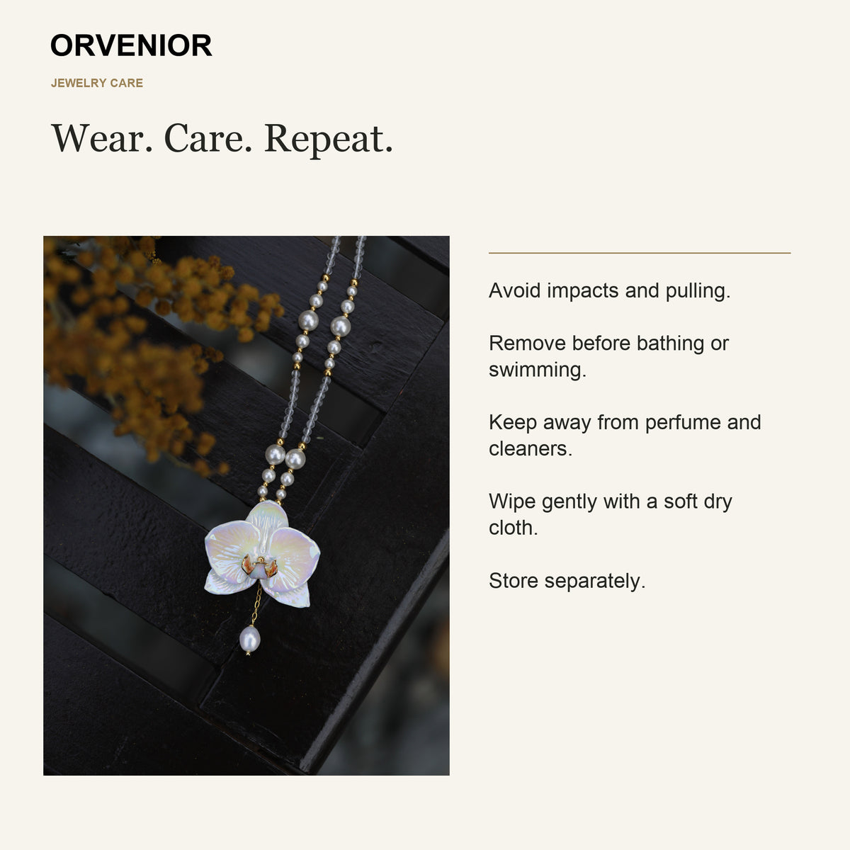 ORVENIOR Short Orchid Beaded Necklace for Women PT07 care