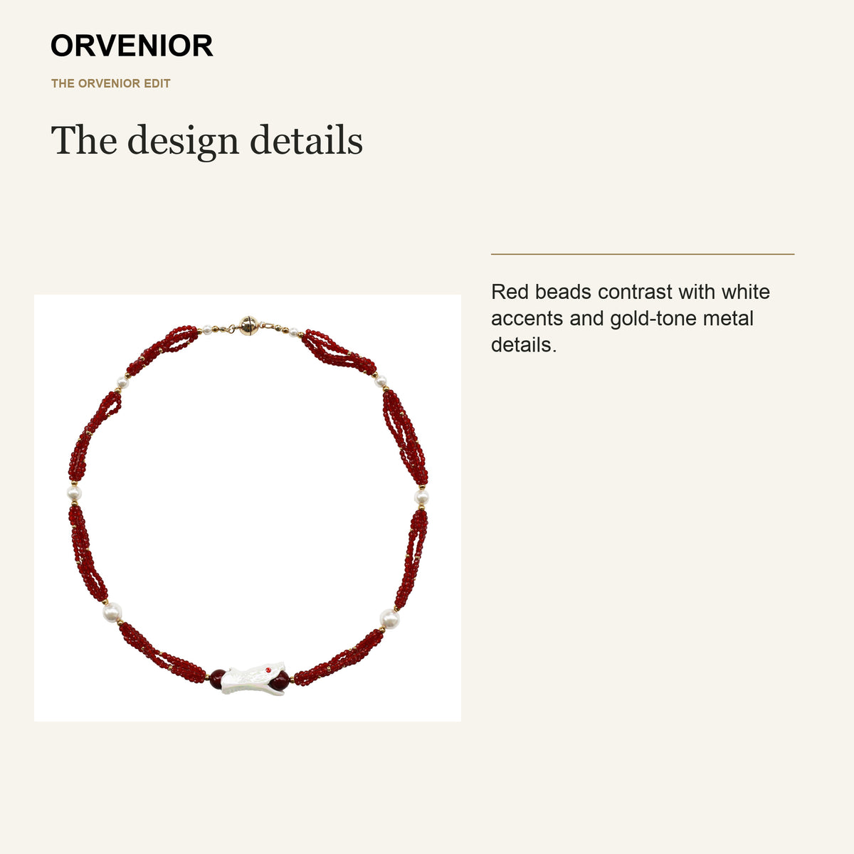 ORVENIOR Berry Snake Full-Feast Beaded Necklace for Women PT05 details