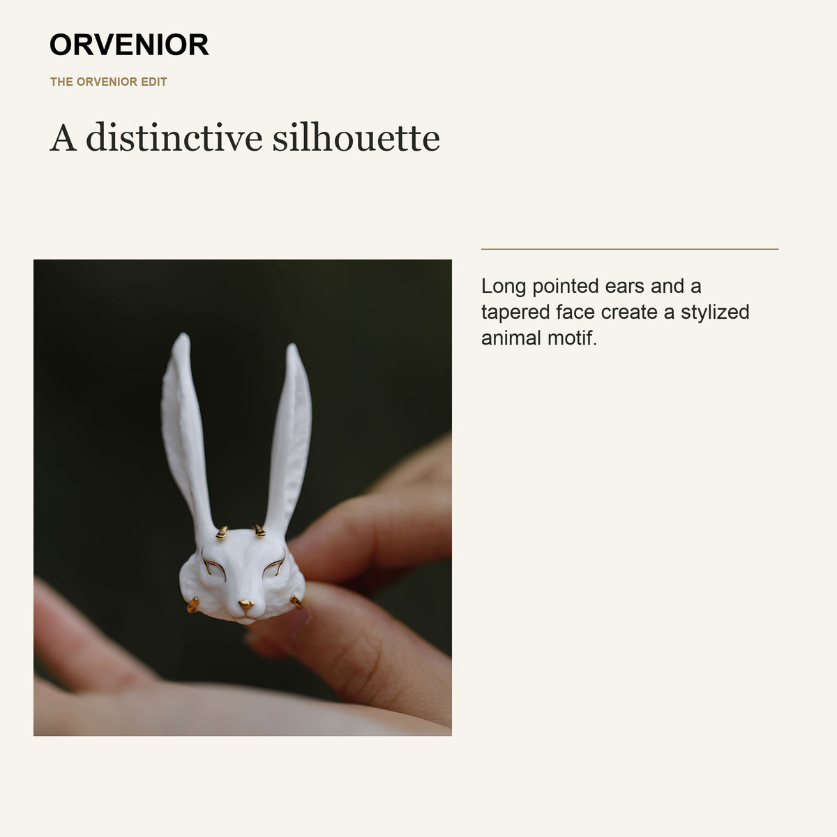 ORVENIOR Sleeping Fox Statement Ring for Women PT04 design