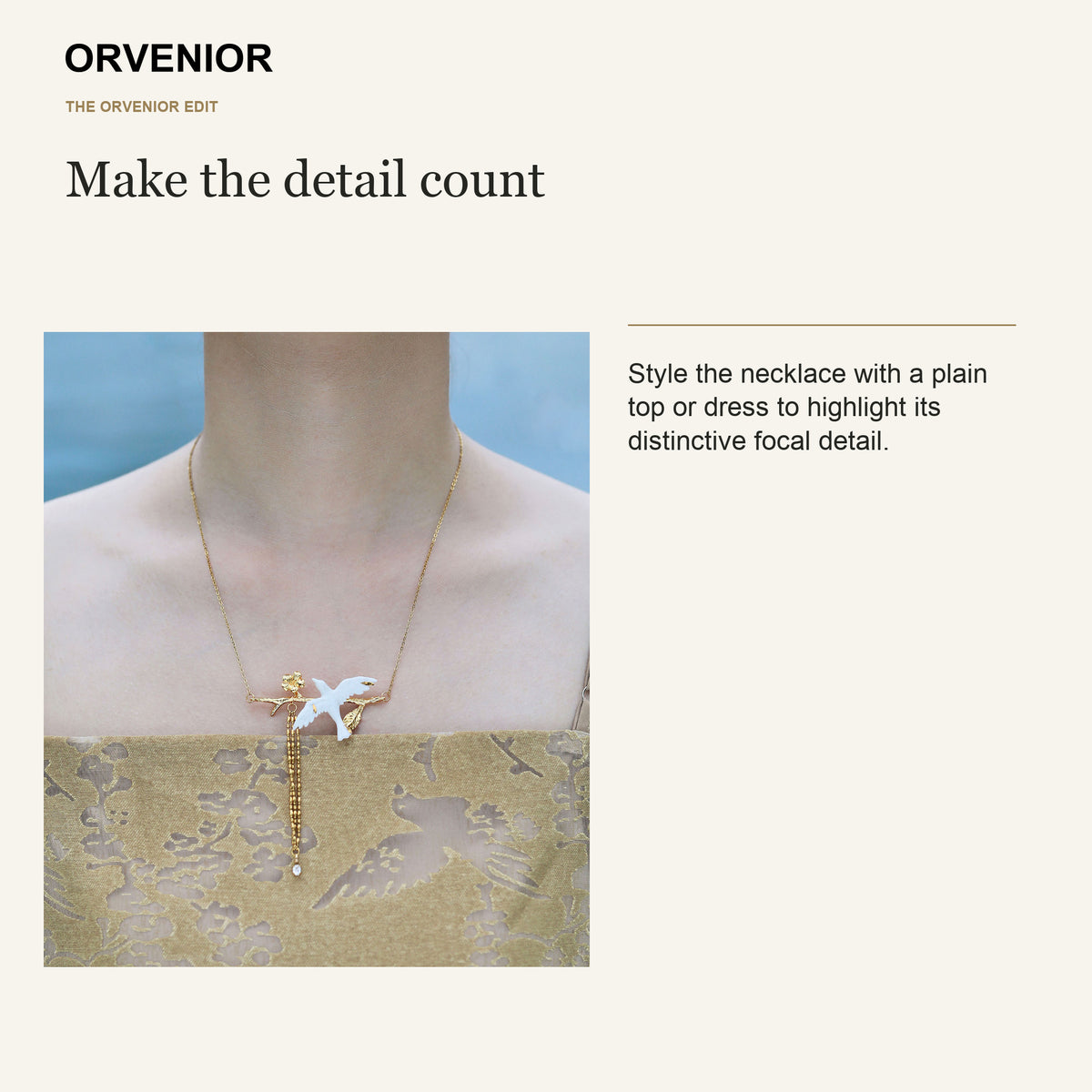 ORVENIOR Bird and Branch Tassel Necklace for Women PT06 styling