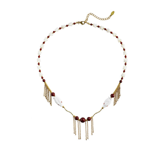 ORVENIOR Spine Snake Beaded Tassel Necklace for Women MAIN