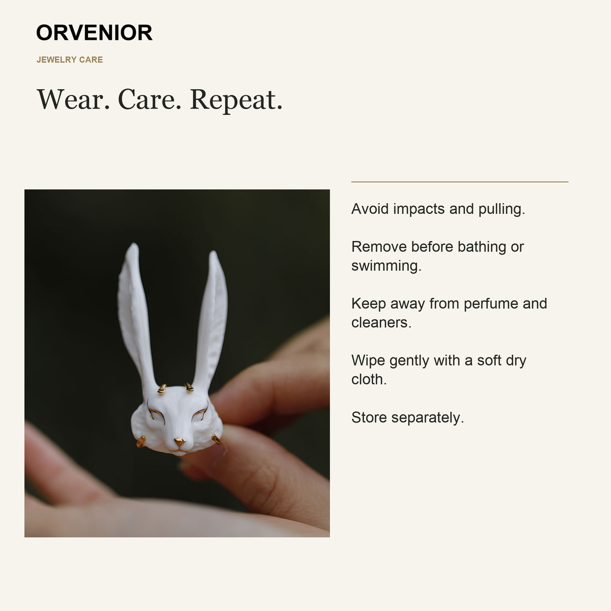 ORVENIOR Sleeping Fox Statement Ring for Women PT07 care