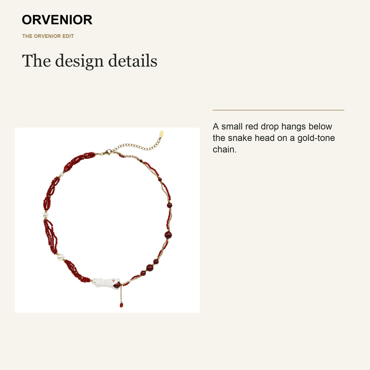 ORVENIOR Berry Snake Half-Feast Beaded Necklace for Women PT05 details