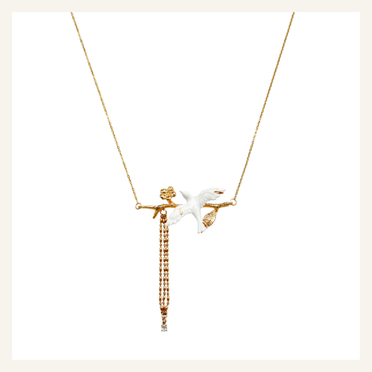 ORVENIOR Bird and Branch Tassel Necklace for Women PT02