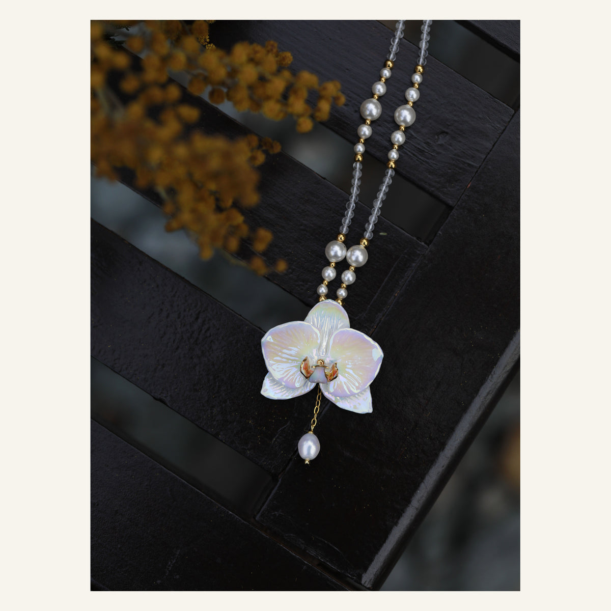 ORVENIOR Short Orchid Beaded Necklace for Women PT02