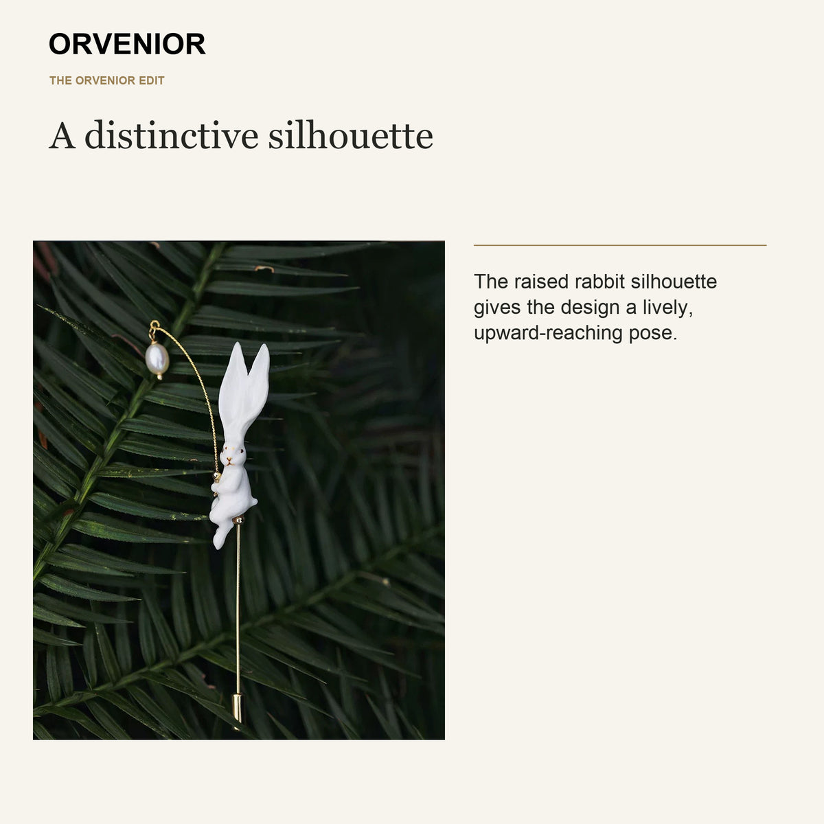 ORVENIOR White Rabbit Pearl-Like Bead Stick Brooch for Women PT04 design