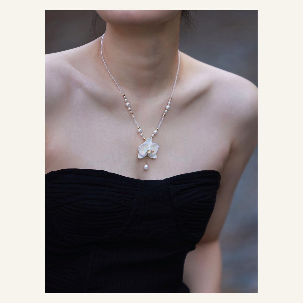 ORVENIOR Short Orchid Beaded Necklace for Women PT03
