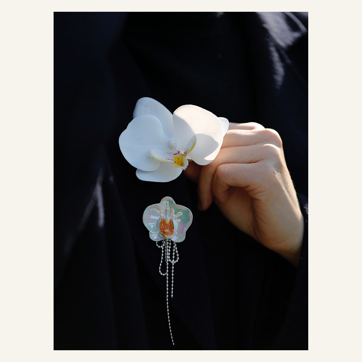 ORVENIOR Orchid Flower Fringe Brooch for Women PT03