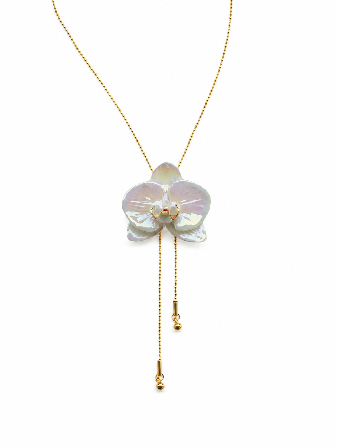 ORVENIOR Long Ceramic Orchid Pendant Necklace for Women Long PT02