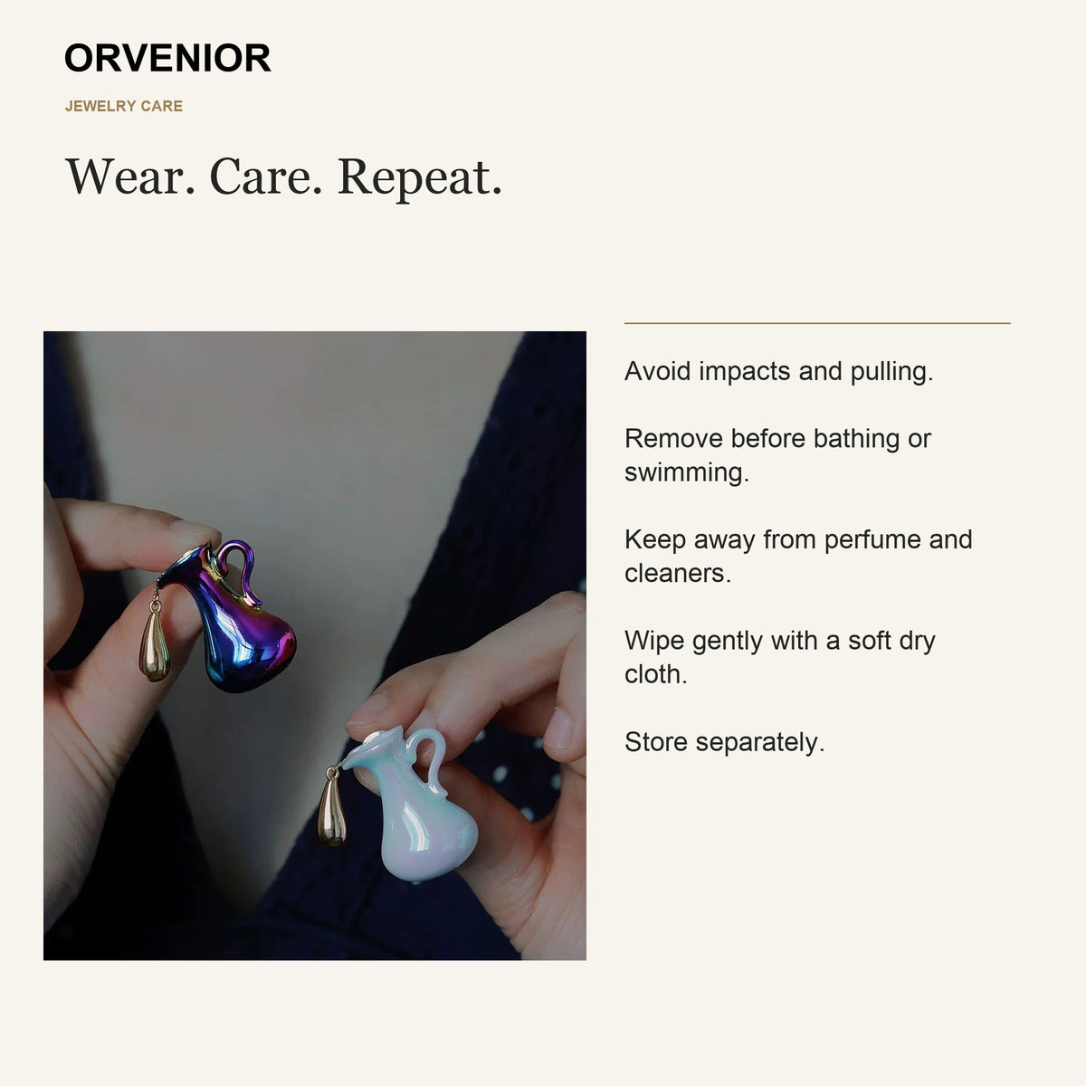 ORVENIOR Tilted Pitcher Droplet Brooch for Women PT07 care