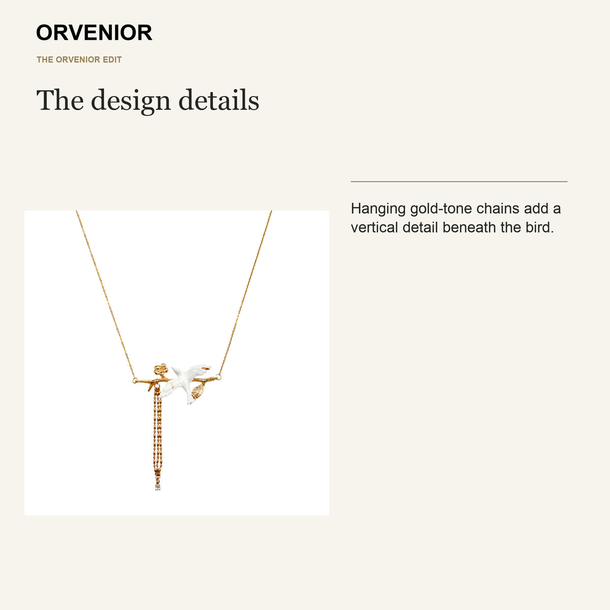 ORVENIOR Bird and Branch Tassel Necklace for Women PT05 details