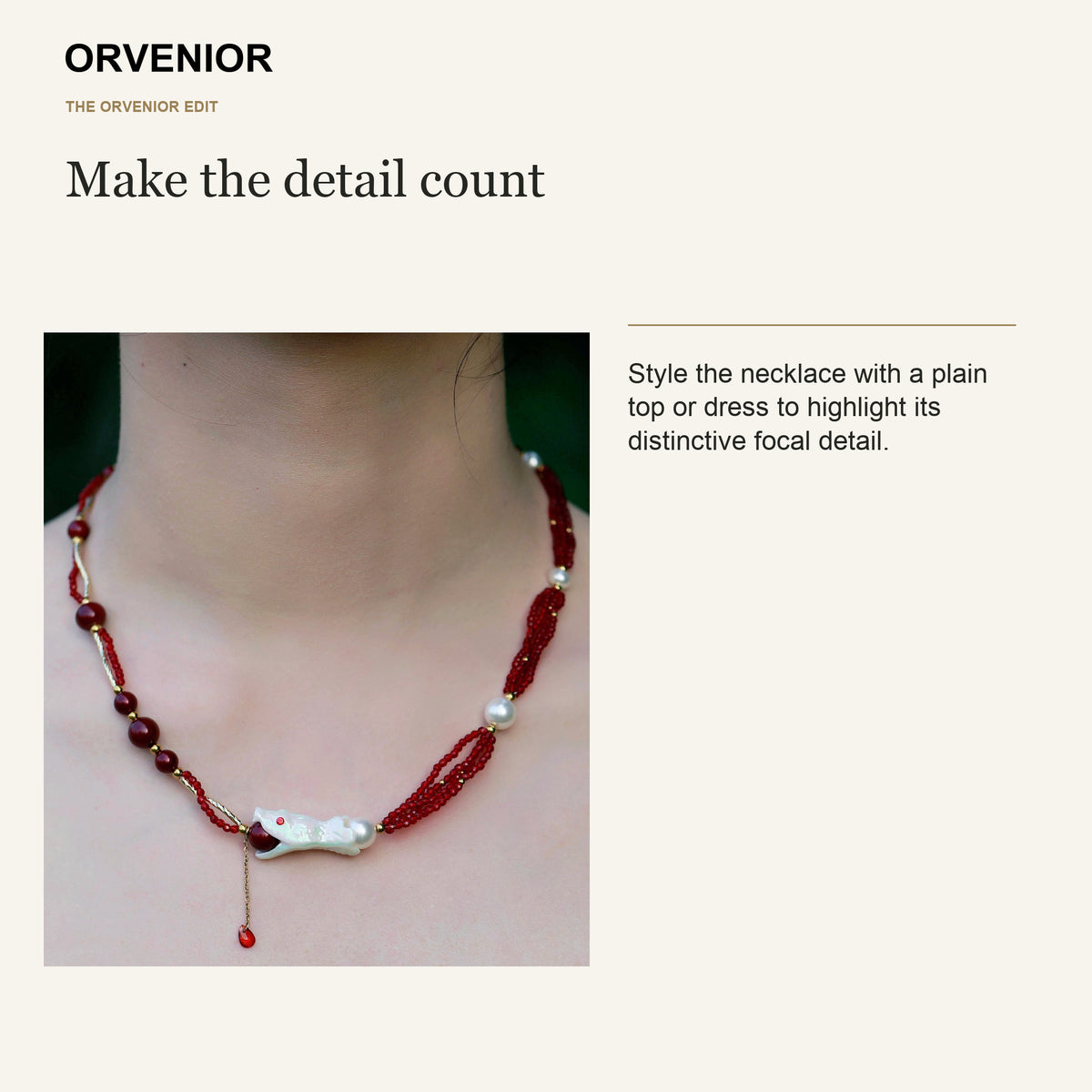 ORVENIOR Berry Snake Half-Feast Beaded Necklace for Women PT06 styling