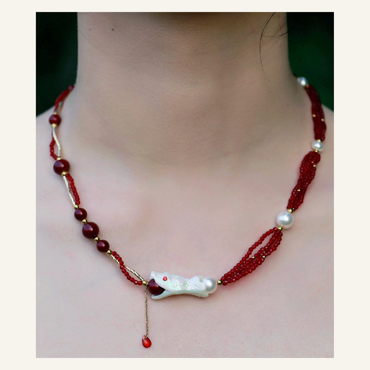 ORVENIOR Berry Snake Half-Feast Beaded Necklace for Women PT01
