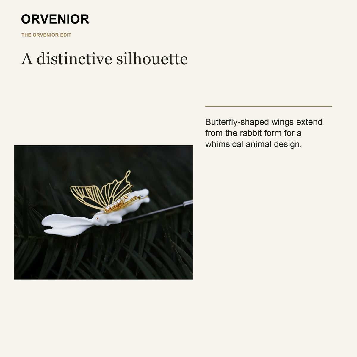 ORVENIOR Winged White Rabbit Stick Brooch for Women PT04 design