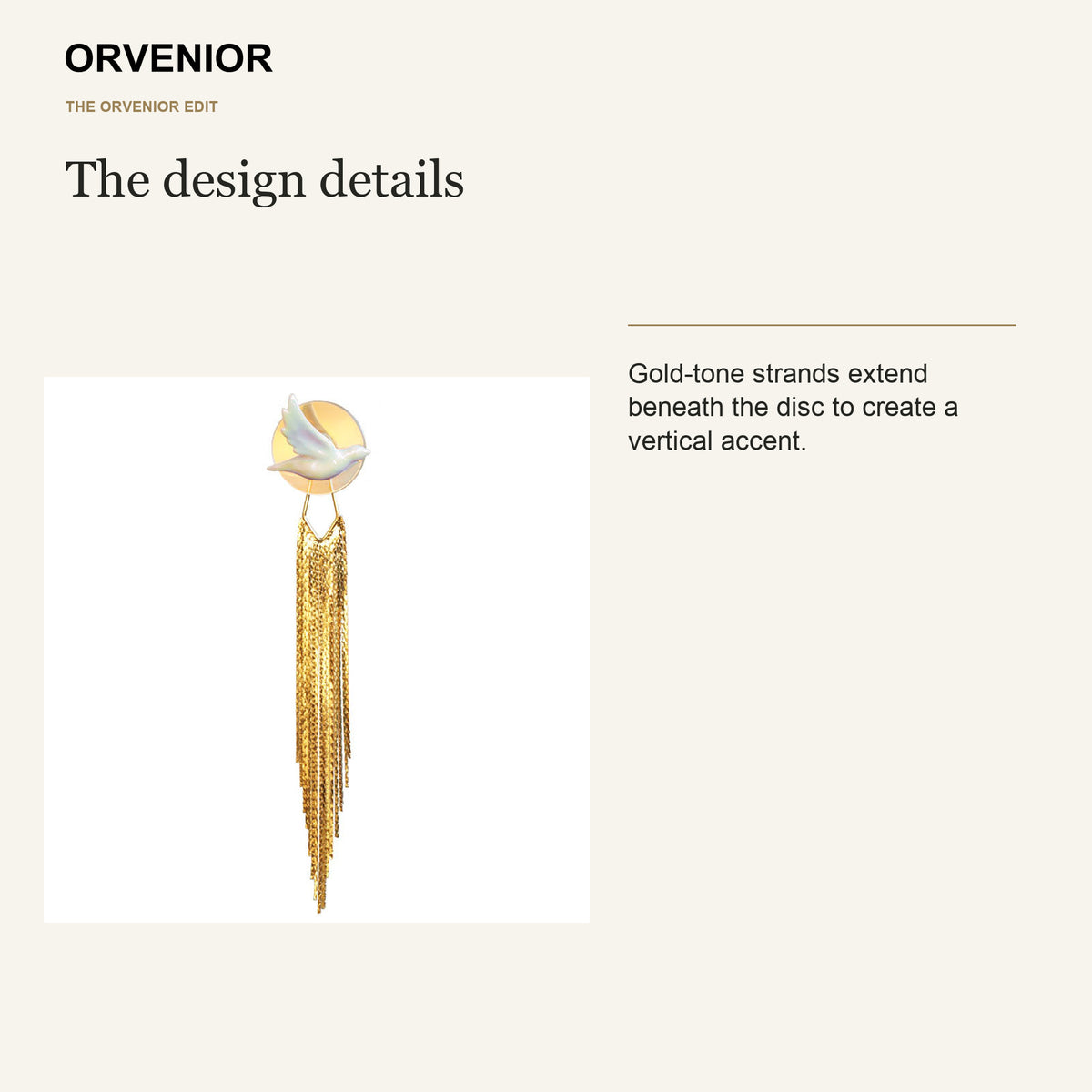 ORVENIOR Bird Disc and Chain Fringe Brooch for Women PT05 details