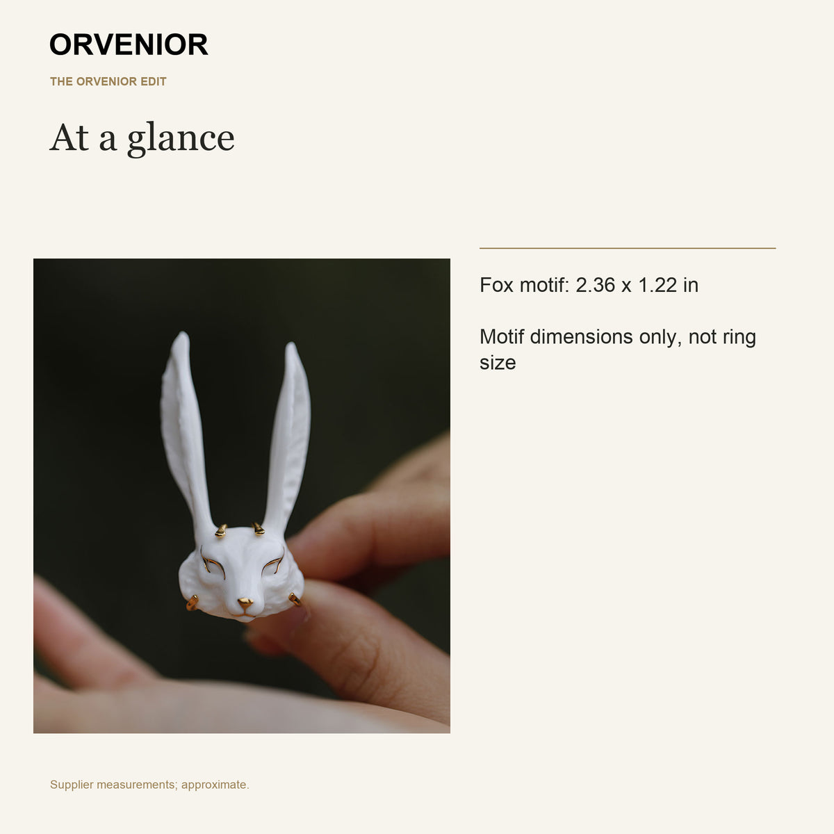 ORVENIOR Sleeping Fox Statement Ring for Women PT05 details